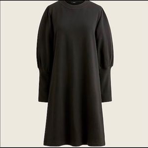 J. Crew Women’s Original Cotton Terry Puff-Sleeve Sweatshirt Dress in Black (L)
